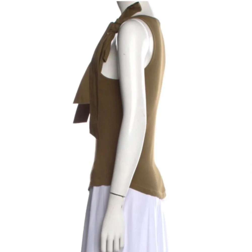 ULLA JOHNSON Bailey Tank olive Green Shoulder Tie Ribbed Top Womens XL - Picture 5 of 7